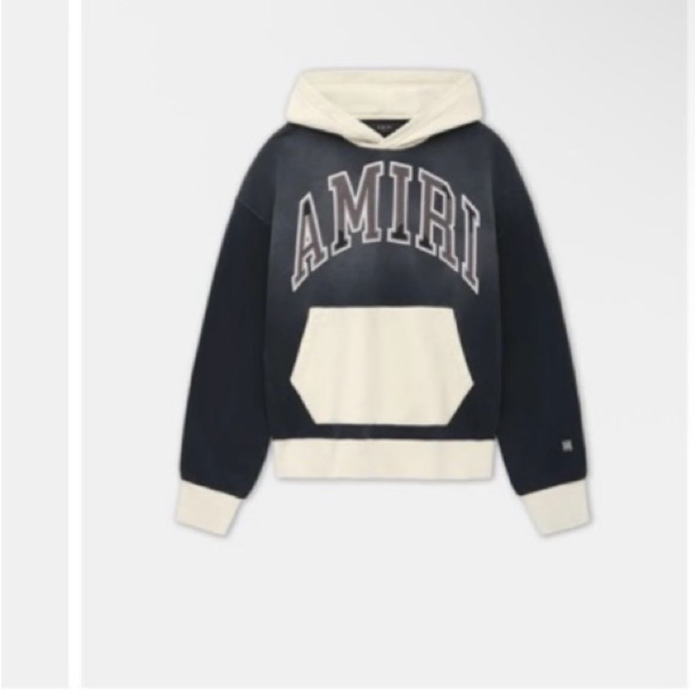 AMIRI Black and Cream Logo Hoodie